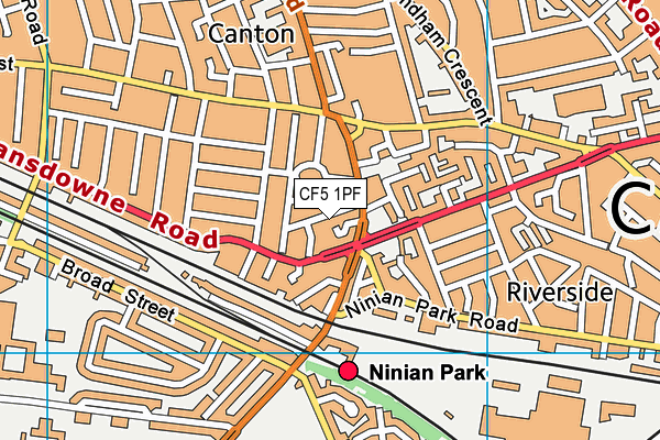 CF5 1PF map - OS VectorMap District (Ordnance Survey)