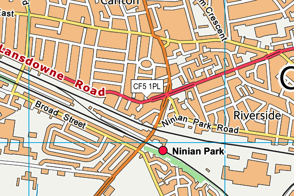 CF5 1PL map - OS VectorMap District (Ordnance Survey)