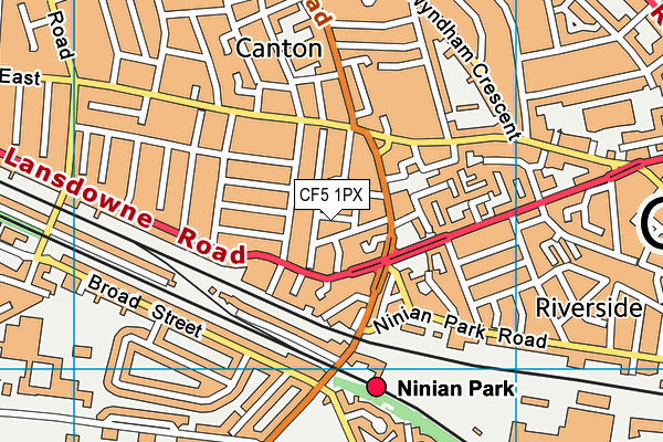 CF5 1PX map - OS VectorMap District (Ordnance Survey)