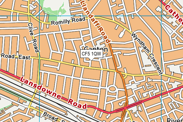 CF5 1QW map - OS VectorMap District (Ordnance Survey)