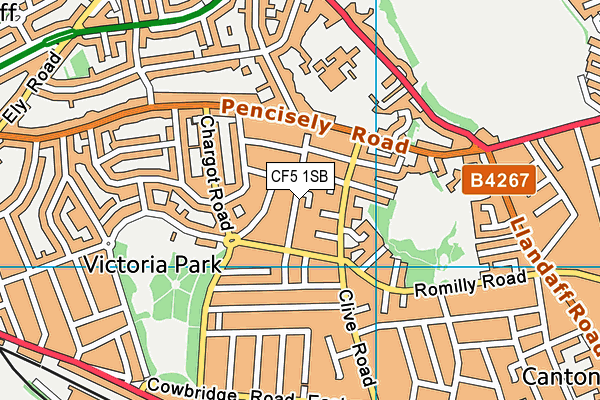 CF5 1SB map - OS VectorMap District (Ordnance Survey)