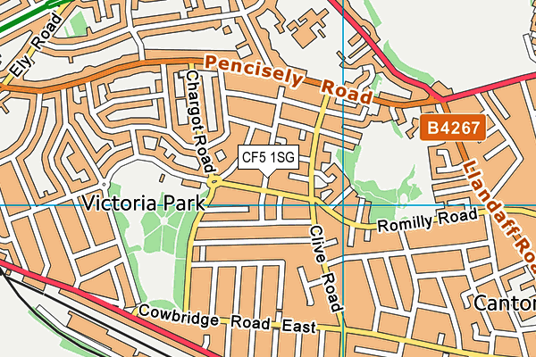 CF5 1SG map - OS VectorMap District (Ordnance Survey)