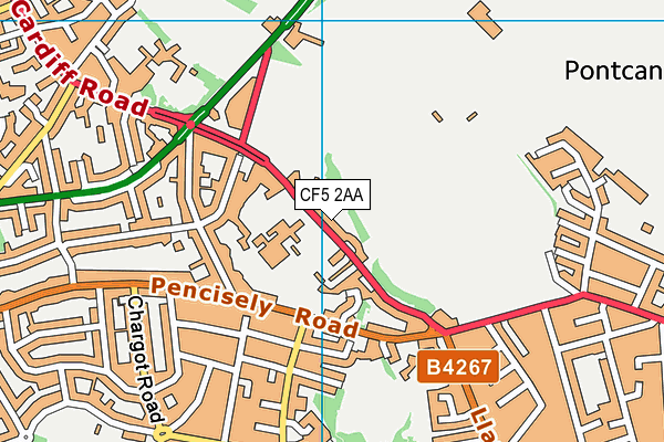 CF5 2AA map - OS VectorMap District (Ordnance Survey)