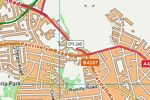 CF5 2AD map - OS VectorMap District (Ordnance Survey)