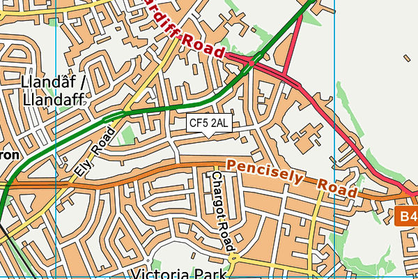 CF5 2AL map - OS VectorMap District (Ordnance Survey)