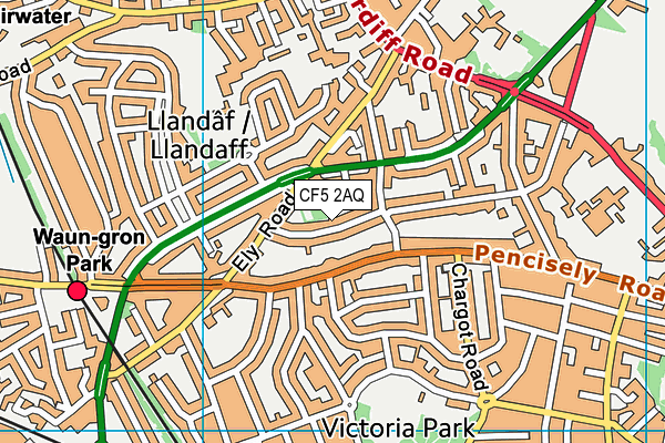 CF5 2AQ map - OS VectorMap District (Ordnance Survey)