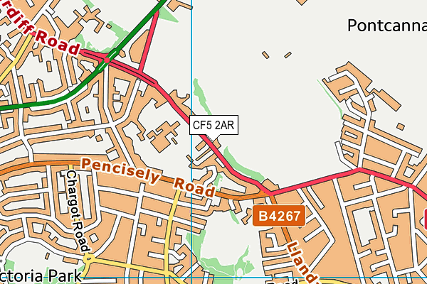 CF5 2AR map - OS VectorMap District (Ordnance Survey)