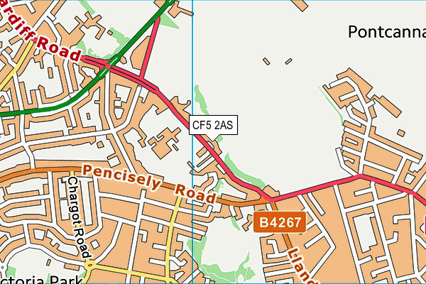 CF5 2AS map - OS VectorMap District (Ordnance Survey)