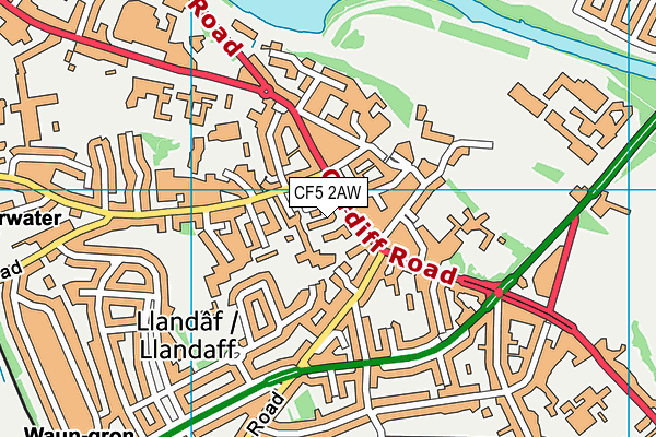 CF5 2AW map - OS VectorMap District (Ordnance Survey)