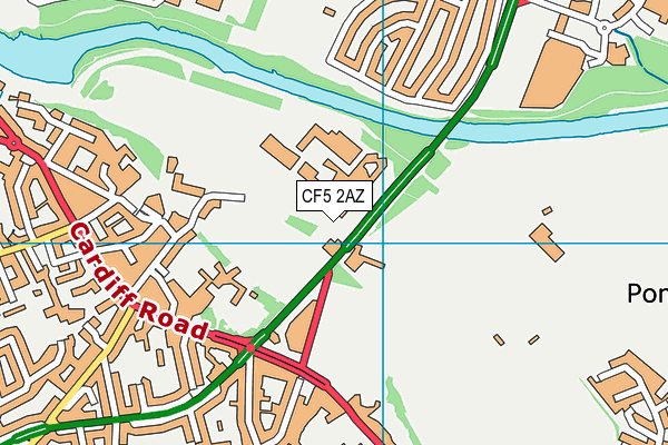 CF5 2AZ map - OS VectorMap District (Ordnance Survey)