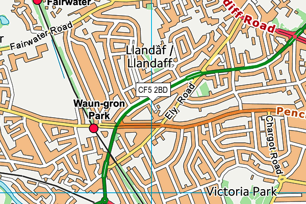 CF5 2BD map - OS VectorMap District (Ordnance Survey)