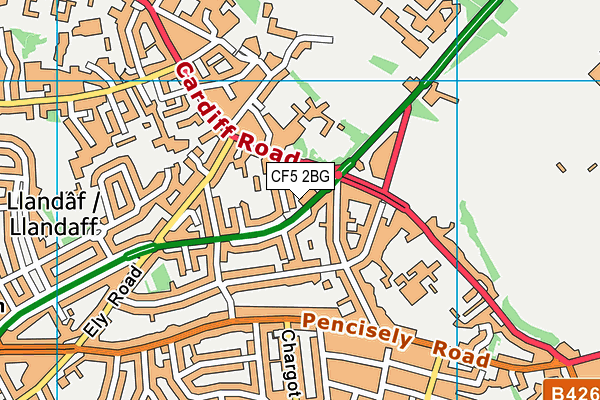 CF5 2BG map - OS VectorMap District (Ordnance Survey)