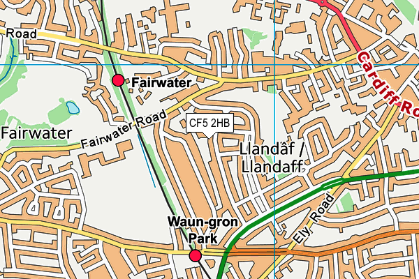 CF5 2HB map - OS VectorMap District (Ordnance Survey)