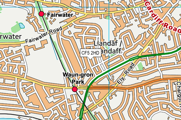 CF5 2HD map - OS VectorMap District (Ordnance Survey)