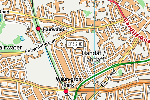 CF5 2HE map - OS VectorMap District (Ordnance Survey)