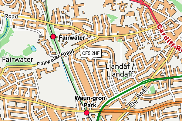 CF5 2HF map - OS VectorMap District (Ordnance Survey)