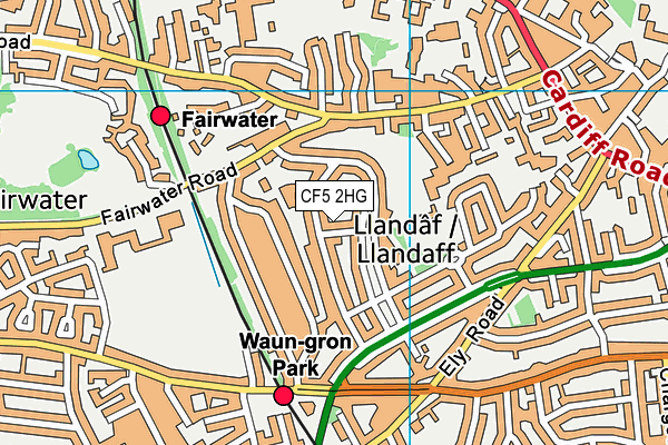 CF5 2HG map - OS VectorMap District (Ordnance Survey)