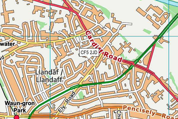 CF5 2JD map - OS VectorMap District (Ordnance Survey)