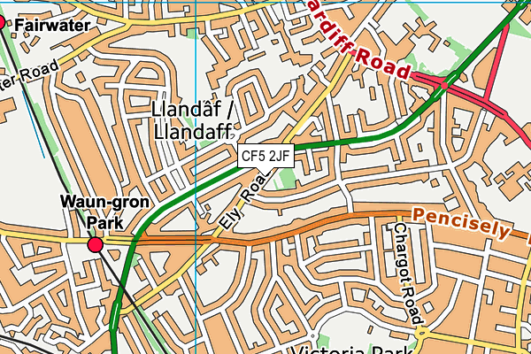 CF5 2JF map - OS VectorMap District (Ordnance Survey)