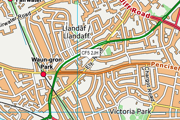 CF5 2JH map - OS VectorMap District (Ordnance Survey)