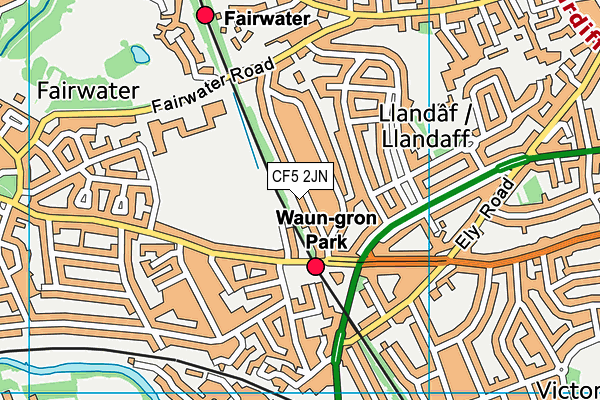 CF5 2JN map - OS VectorMap District (Ordnance Survey)