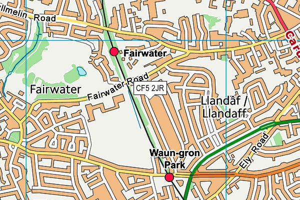 CF5 2JR map - OS VectorMap District (Ordnance Survey)