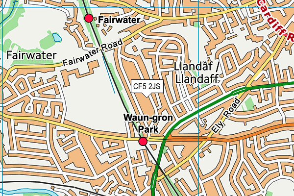 CF5 2JS map - OS VectorMap District (Ordnance Survey)