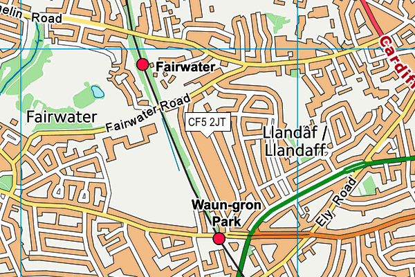 CF5 2JT map - OS VectorMap District (Ordnance Survey)