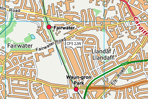 CF5 2JW map - OS VectorMap District (Ordnance Survey)