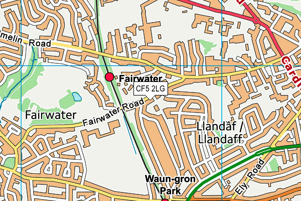 CF5 2LG map - OS VectorMap District (Ordnance Survey)