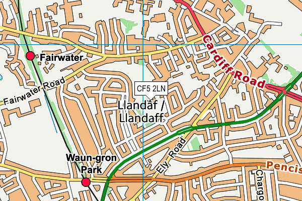 CF5 2LN map - OS VectorMap District (Ordnance Survey)