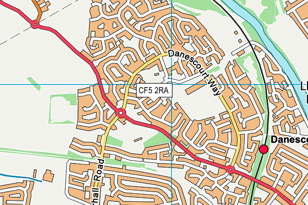 CF5 2RA map - OS VectorMap District (Ordnance Survey)