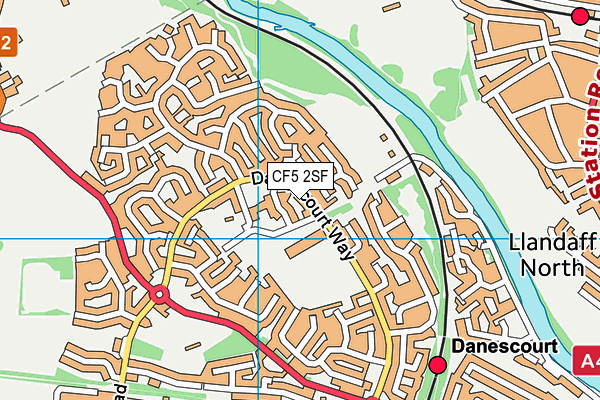 CF5 2SF map - OS VectorMap District (Ordnance Survey)