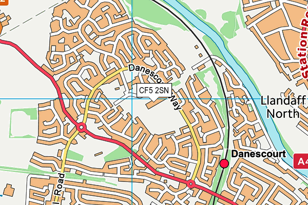 Danescourt Primary School map (CF5 2SN) - OS VectorMap District (Ordnance Survey)