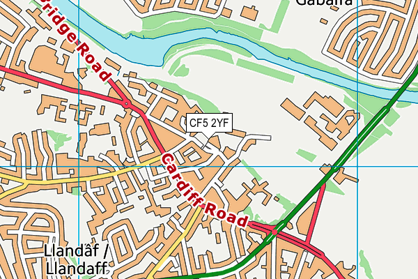 CF5 2YF map - OS VectorMap District (Ordnance Survey)