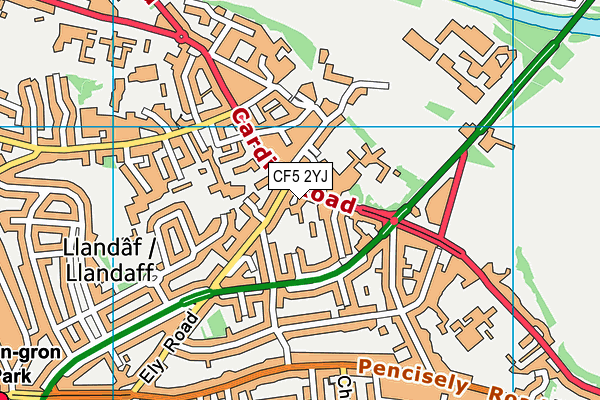 CF5 2YJ map - OS VectorMap District (Ordnance Survey)