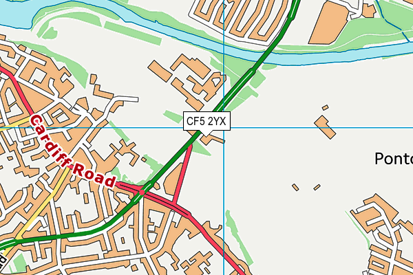 CF5 2YX map - OS VectorMap District (Ordnance Survey)