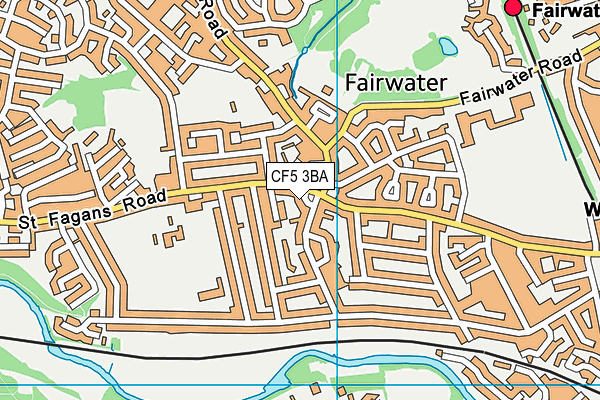 CF5 3BA map - OS VectorMap District (Ordnance Survey)