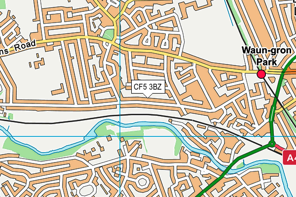 CF5 3BZ map - OS VectorMap District (Ordnance Survey)