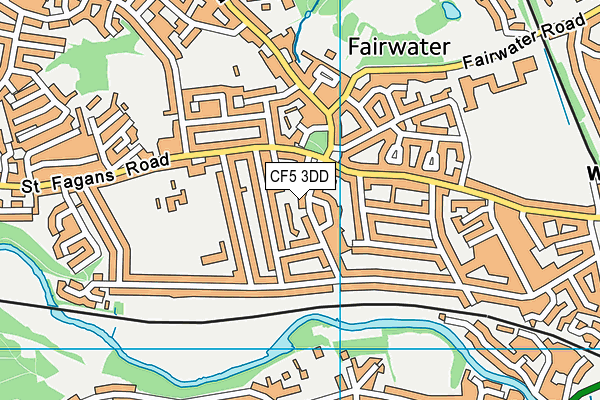 CF5 3DD map - OS VectorMap District (Ordnance Survey)