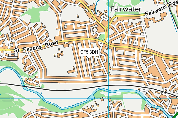 CF5 3DH map - OS VectorMap District (Ordnance Survey)