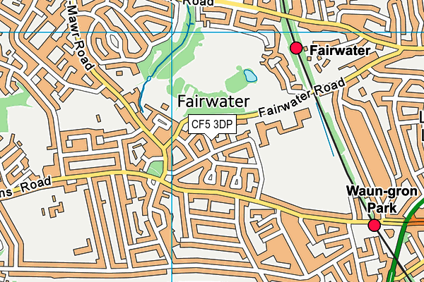 CF5 3DP map - OS VectorMap District (Ordnance Survey)