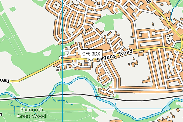 CF5 3DX map - OS VectorMap District (Ordnance Survey)