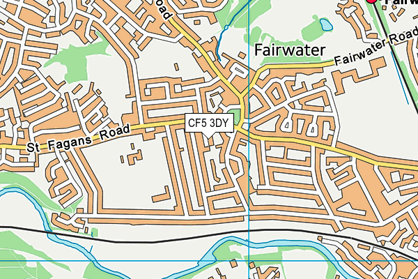 CF5 3DY map - OS VectorMap District (Ordnance Survey)