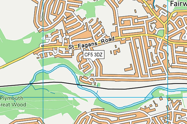 CF5 3DZ map - OS VectorMap District (Ordnance Survey)