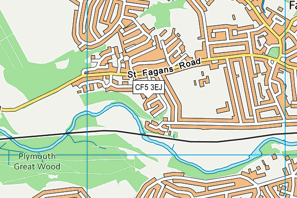 CF5 3EJ map - OS VectorMap District (Ordnance Survey)