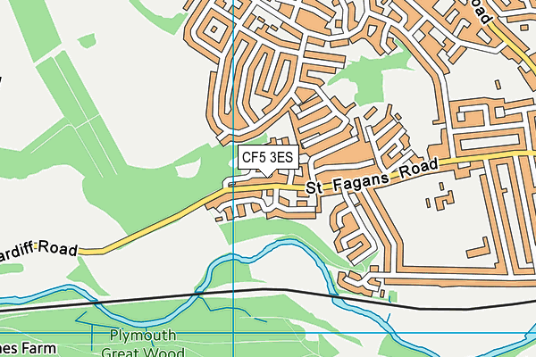 CF5 3ES map - OS VectorMap District (Ordnance Survey)