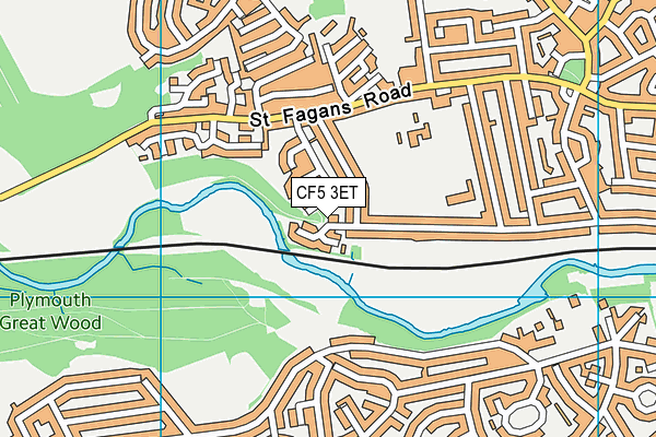 CF5 3ET map - OS VectorMap District (Ordnance Survey)