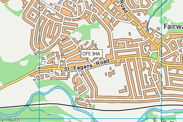 CF5 3HA map - OS VectorMap District (Ordnance Survey)