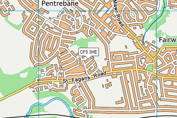 CF5 3HE map - OS VectorMap District (Ordnance Survey)